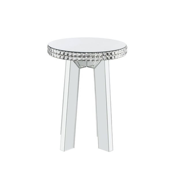 ACME Lotus End Table in Mirrored and Faux Crystals