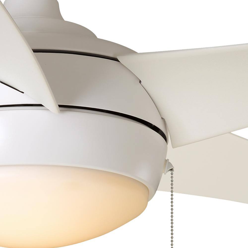 Home Decorators Collection Windward 52 in. Integrated LED IndoorOutdoor Matte White Ceiling Fan with Light Kit 51662