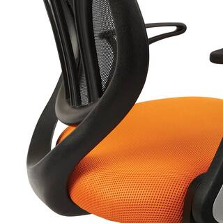 Office Star Products Orange Mesh Screen Back Chair with Flip Arms and Silver Accents EM69202N-18