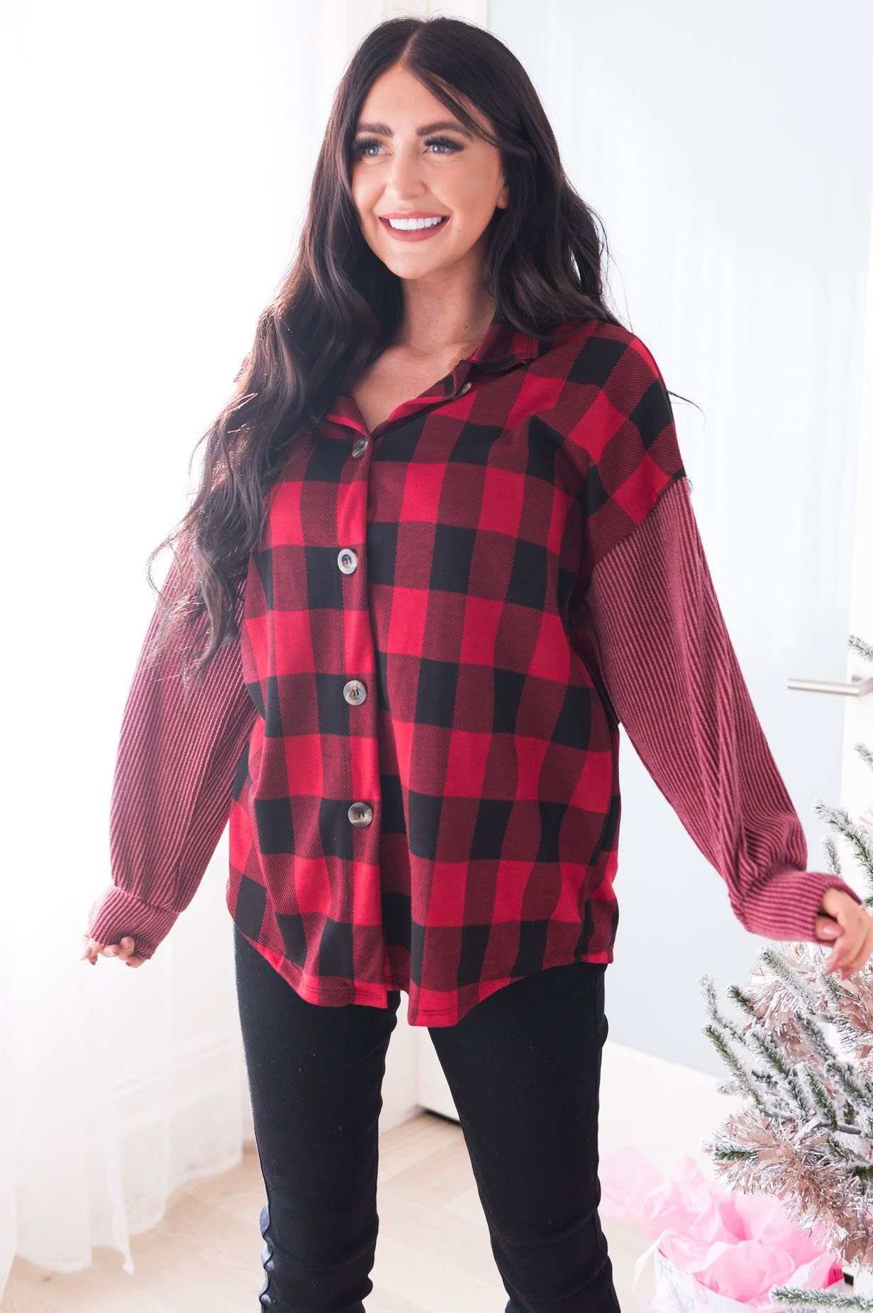 Prettiest Plaid Modest Blouse