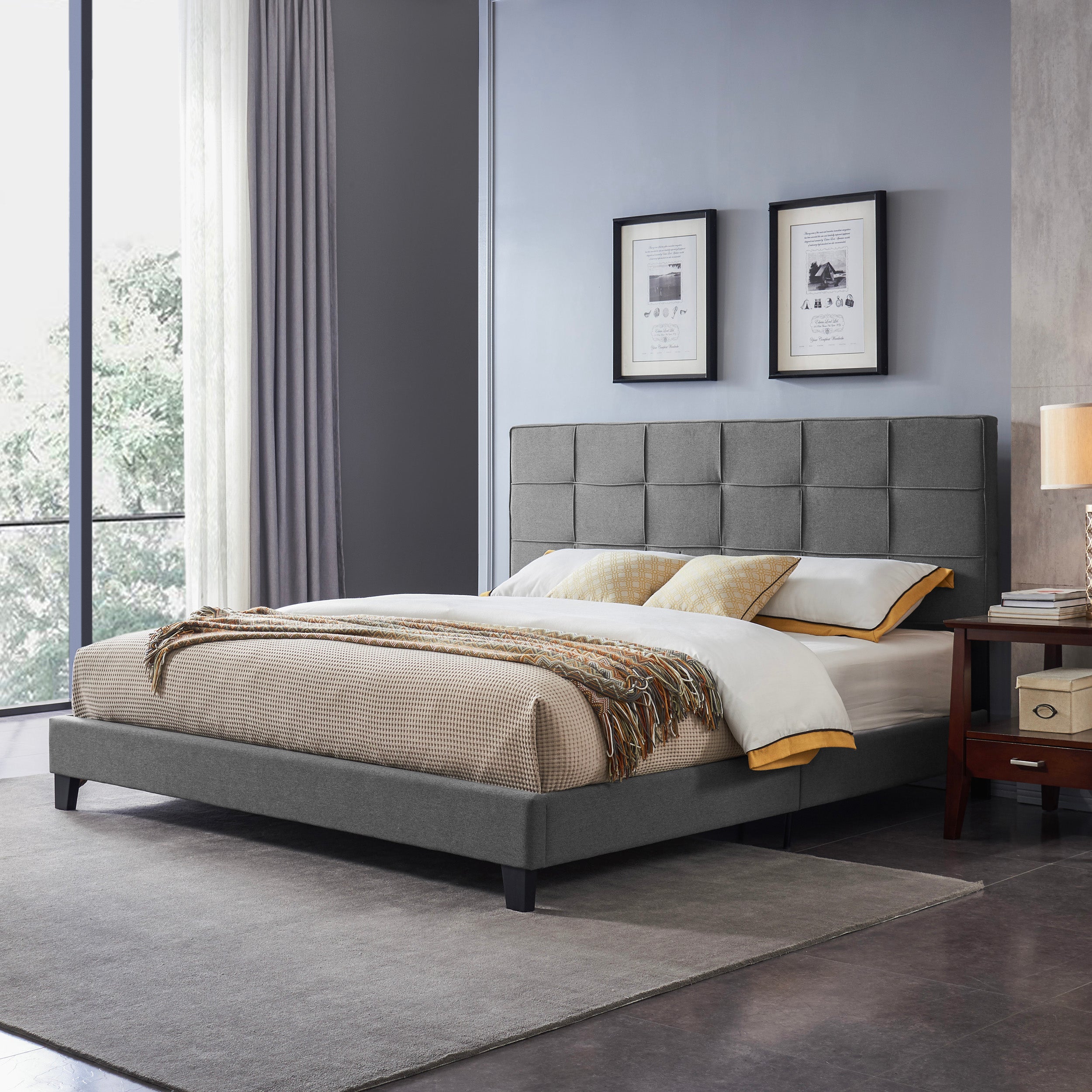 Salome Contemporary Upholstered King Bed Platform