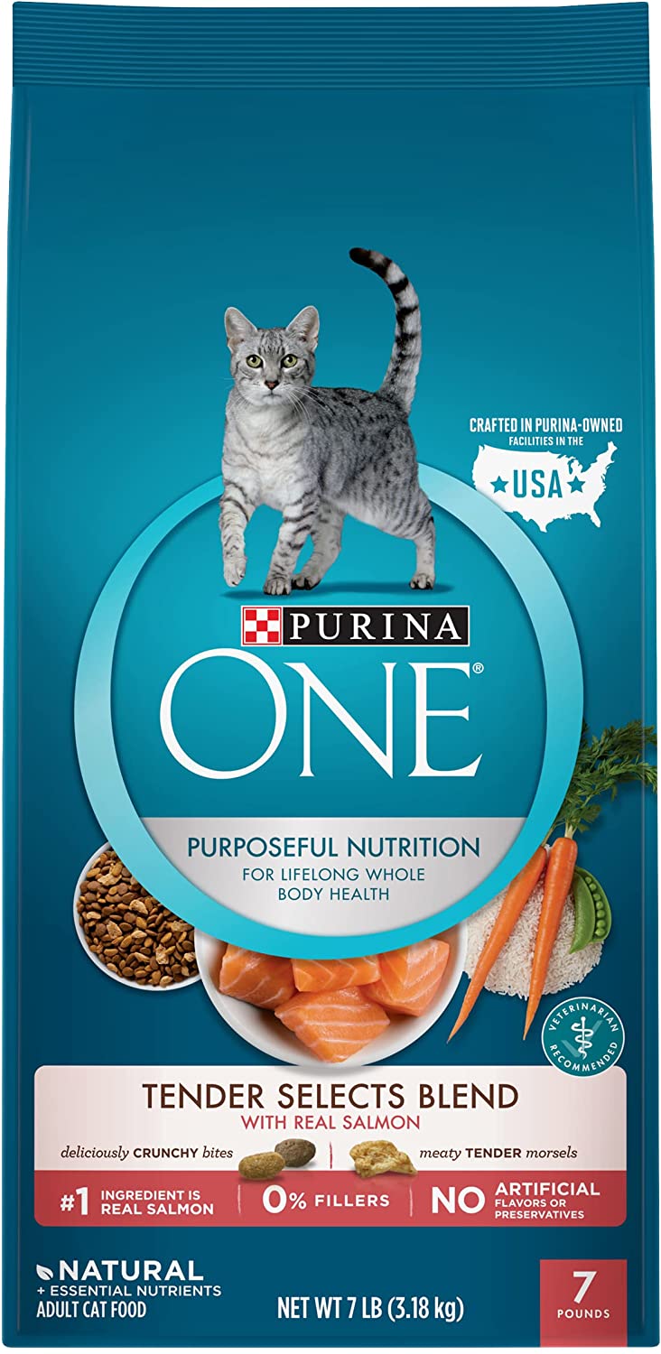 Purina ONE Natural Dry Cat Food Tender Selects Blend With Real Salmon - 7 lb. Bag