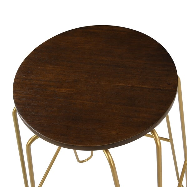 Haim Wood and Metal Round Counter Stool Set