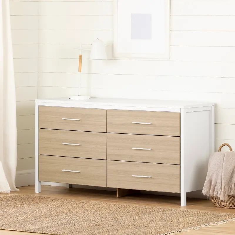 Contemporary Soft Elm and White Dresser - South Shore