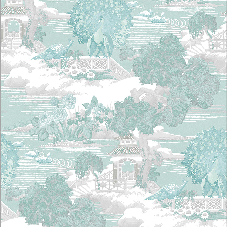 Edo Toile Wallpaper in Mint