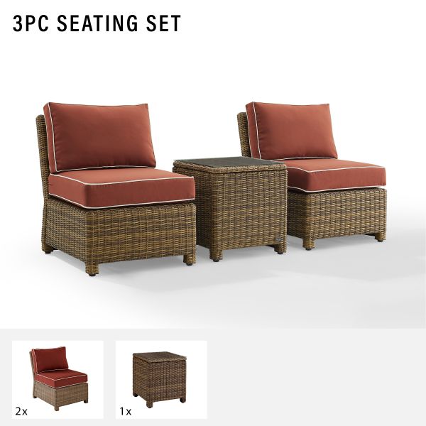 Bradenton 3Pc Outdoor Wicker Chair Set