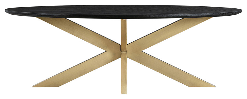 24 quotBlack And Brass Solid Wood Oval Coffee Table   Coffee Tables   by HomeRoots  Houzz