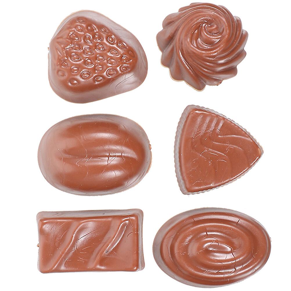 6pcs Fake Chocolate Artificial Food Chocolate Realistic Simulated Chocolates Models Bulk Faux Dessert