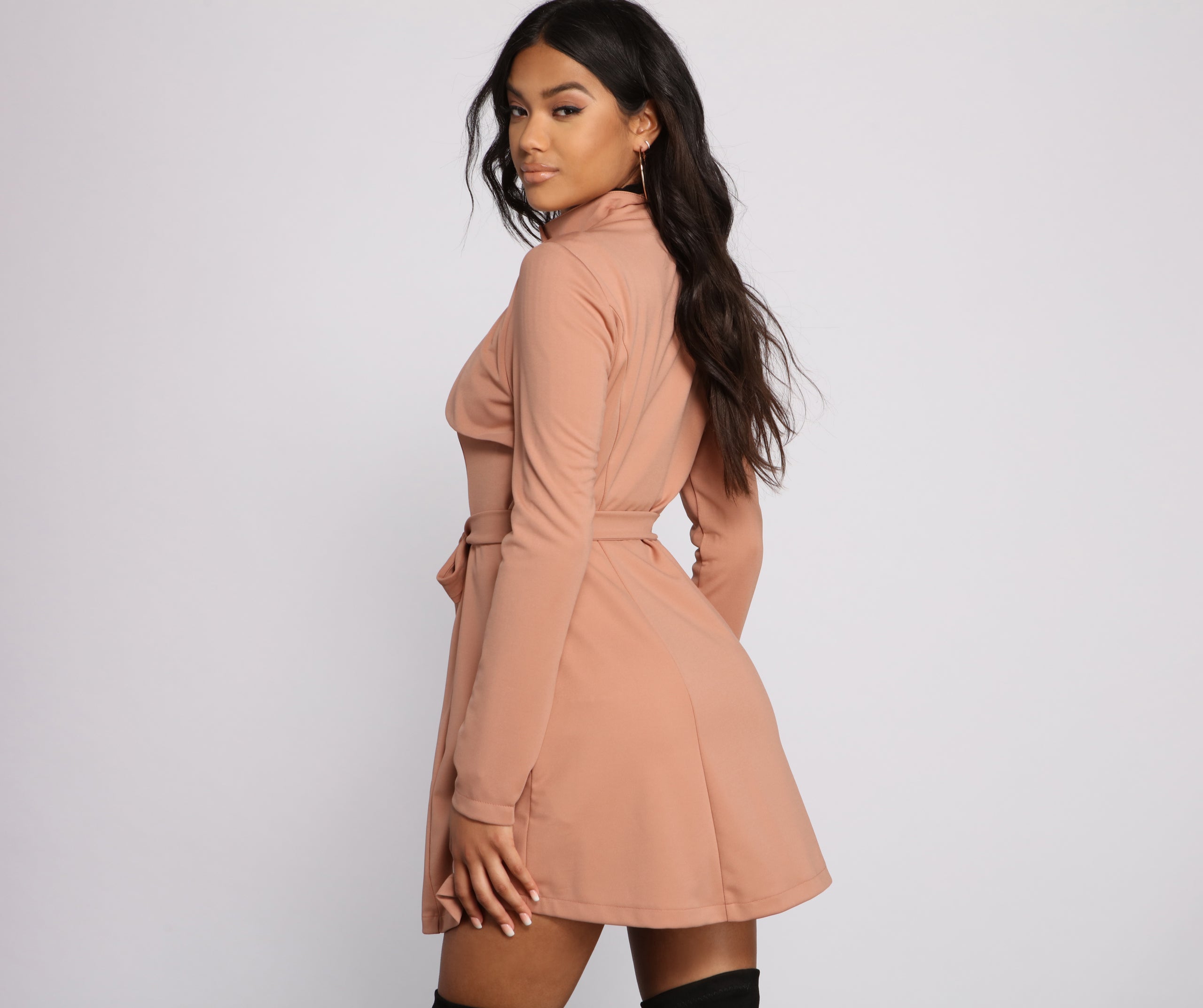 Majorly Chic Belted Trench Dress