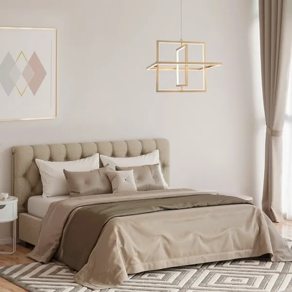 Modern LED Chandelier Square Gold Pendant Lights for Dining Room/ Living Room Shopping - The Best Deals on Chandeliers