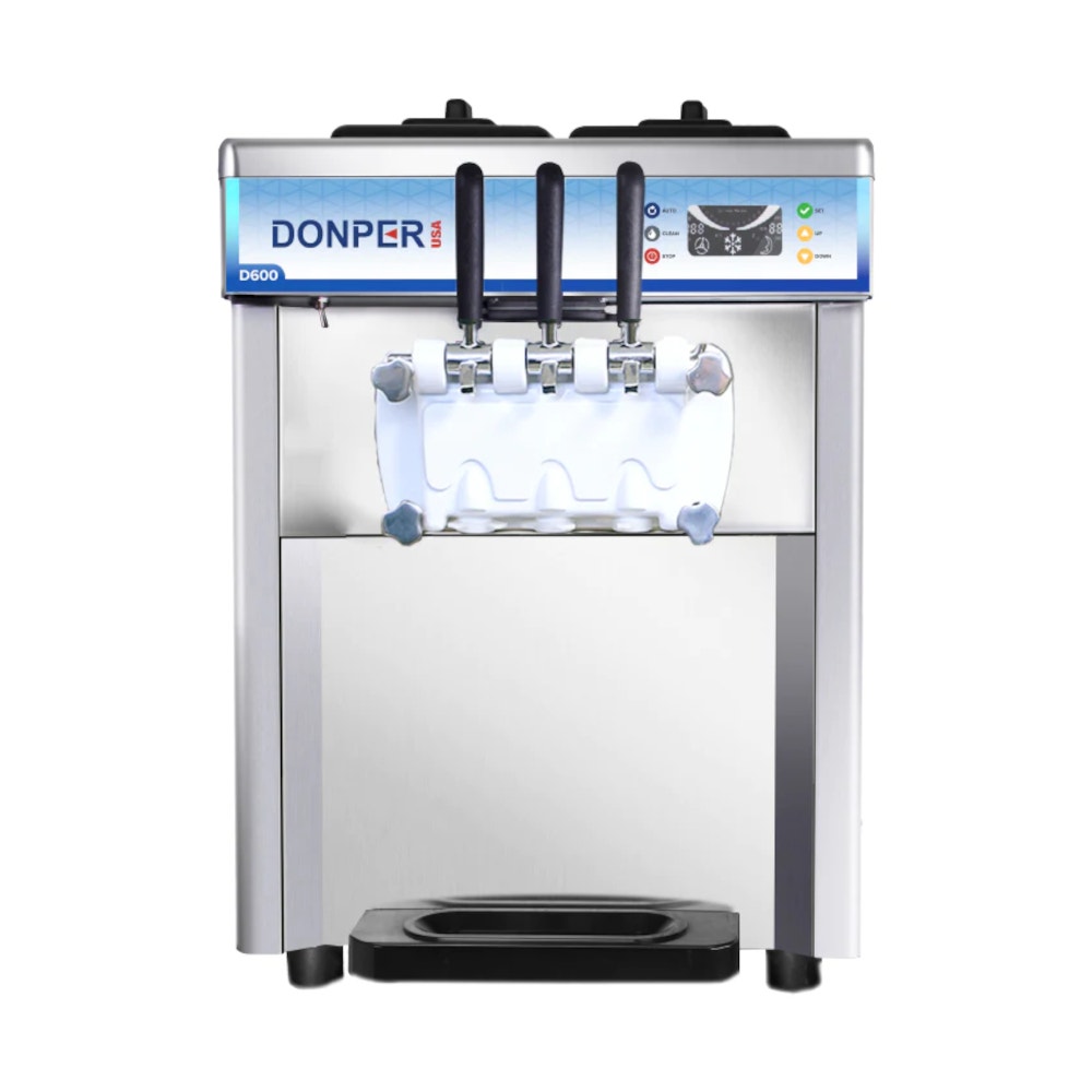 Donper D600 Soft-Serve Ice Cream Machine， Countertop， 2 Flavor + Twist， 5.8 Qt