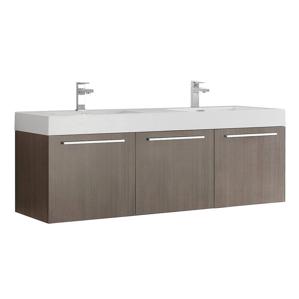 Fresca Vista 47 in. Modern Double Bathroom Wall Hung Vanity Cabinet Only in Black FCB8092BW-D