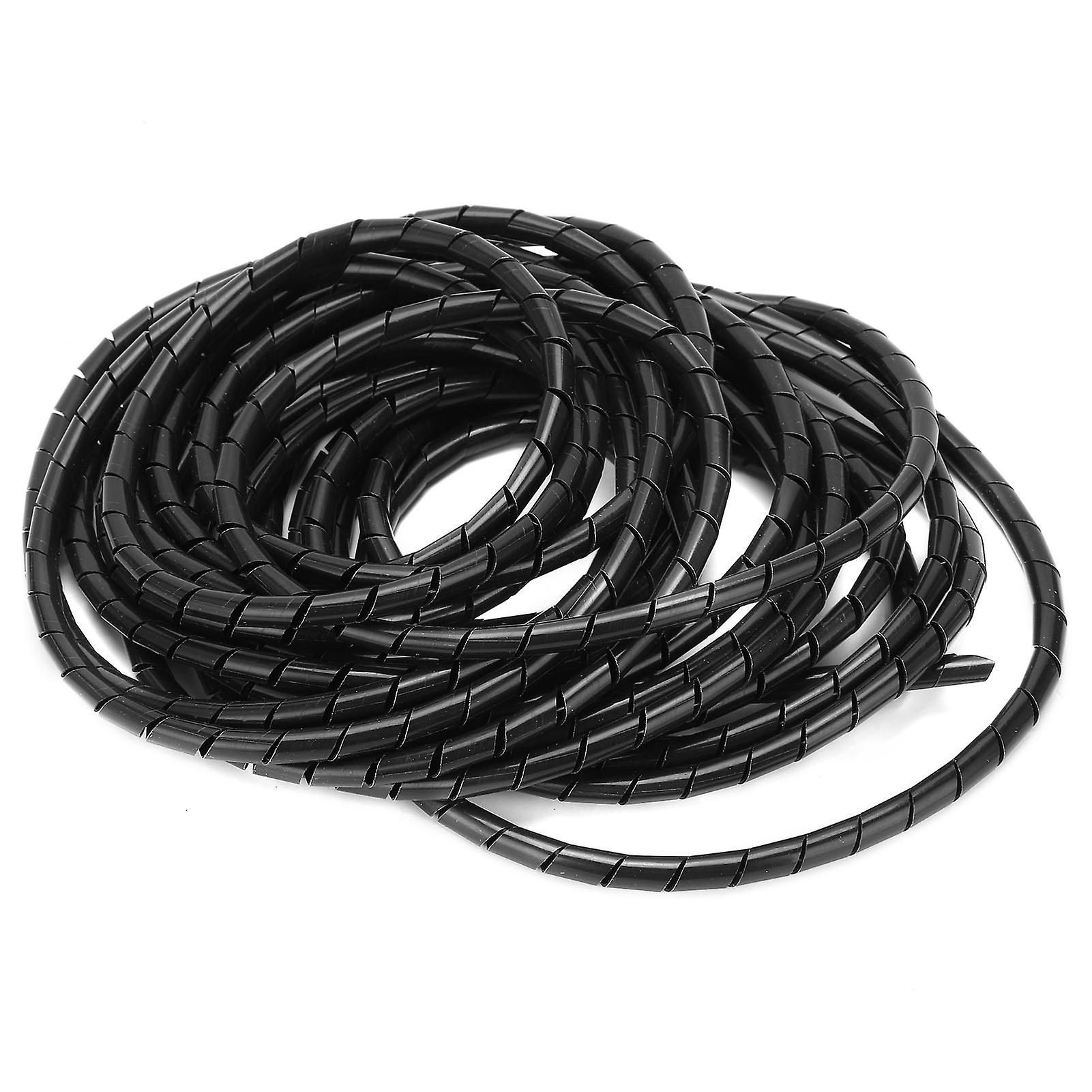 Spiral Wire Wrap Cord Flexible Cable Organizer Management Black 8mm 10 Meters For Wiring