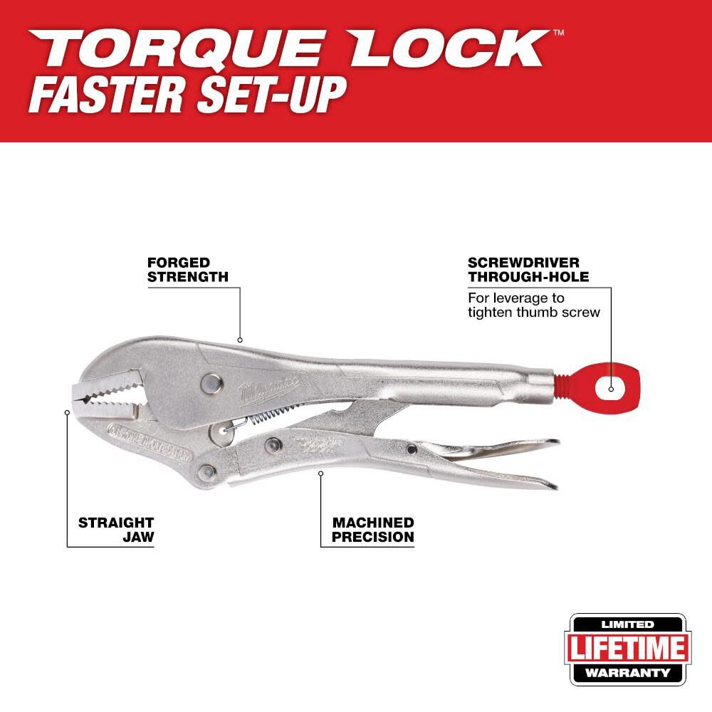 MW 10 in. TORQUE LOCK Straight Jaw Locking Pliers 48-22-3510 from MW