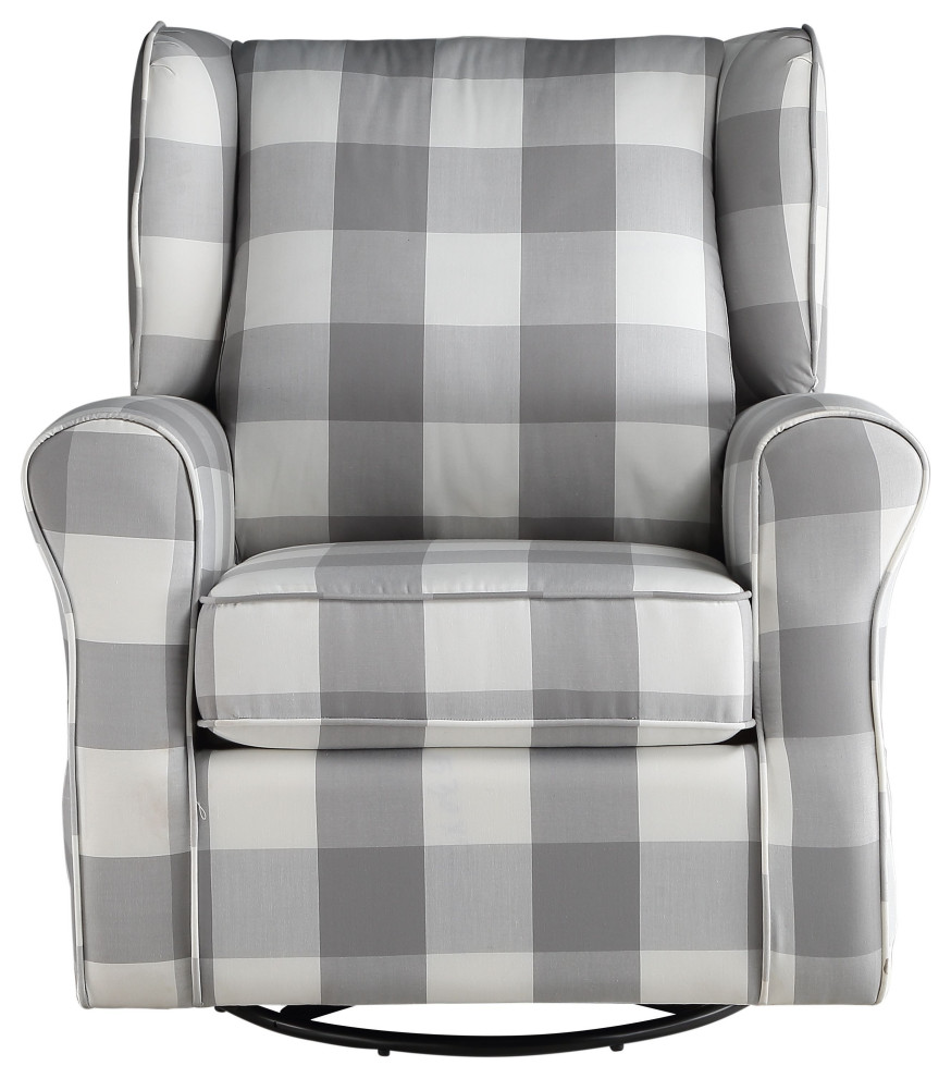 ACME Patli Swivel Chair with Glider  in Gray Fabric   Farmhouse   Recliner Chairs   by Acme Furniture  Houzz