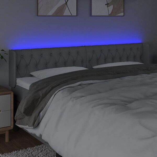 vidaXL LED Headboard Dark Gray/Light Gray Fabric - - 37455511