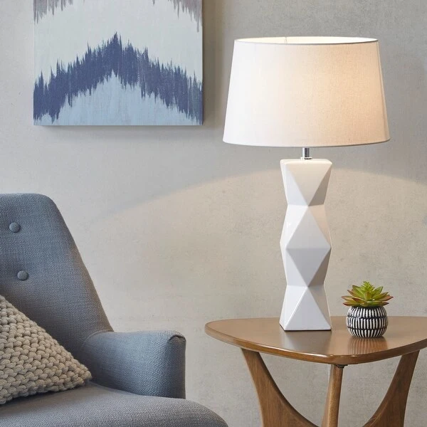 INK+IVY Kenlyn Geometric Ceramic Table Lamp