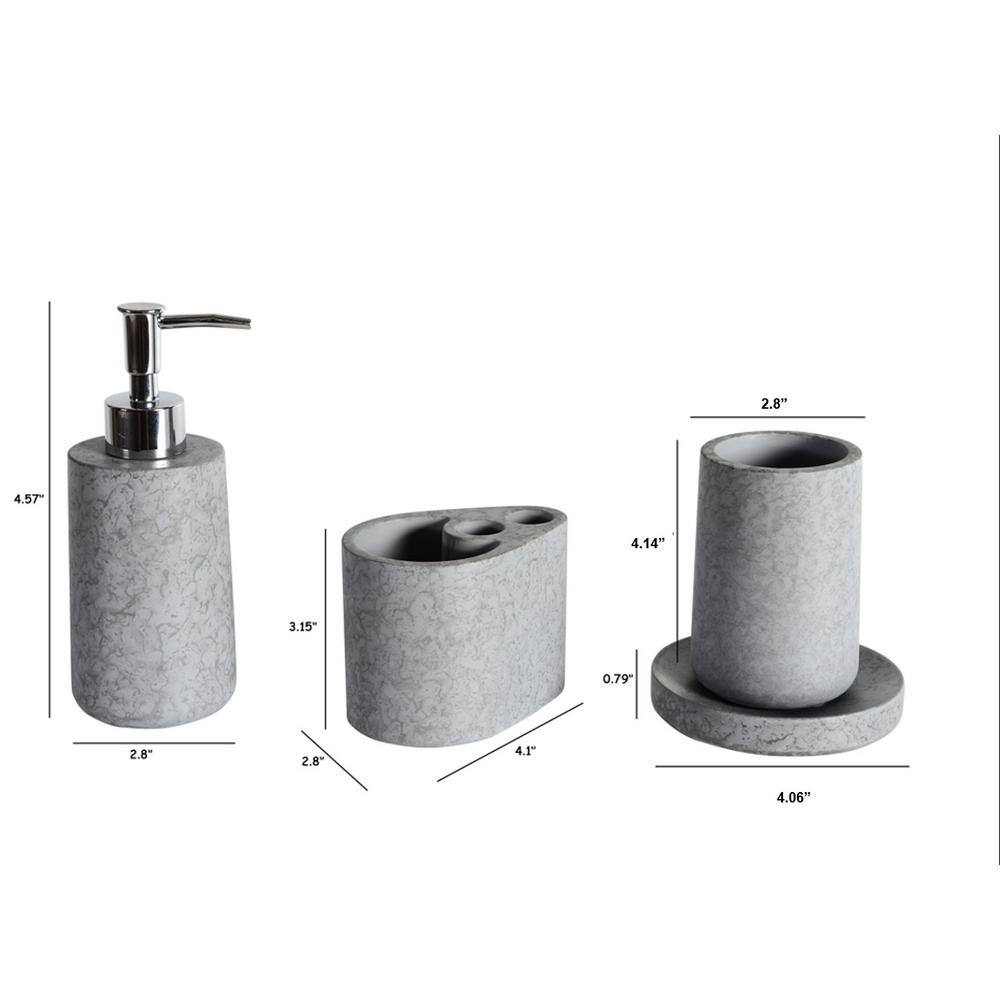 Amucolo 4-Piece Bathroom Accessories Set in Cement Grey Glem-CYW1-6692