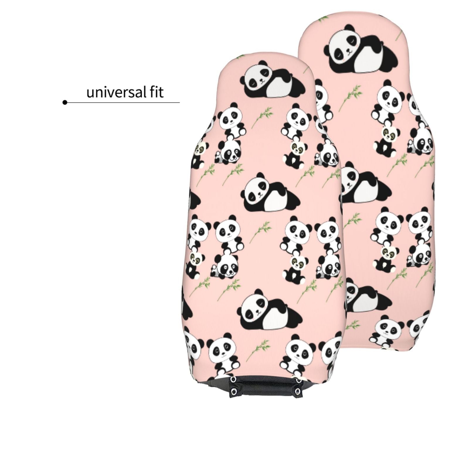 TEQUAN Front Seat Covers， Funny Pandas Pink Pattern 2 Piece Car Seat Cover Fit Most Car SUV Truck Van