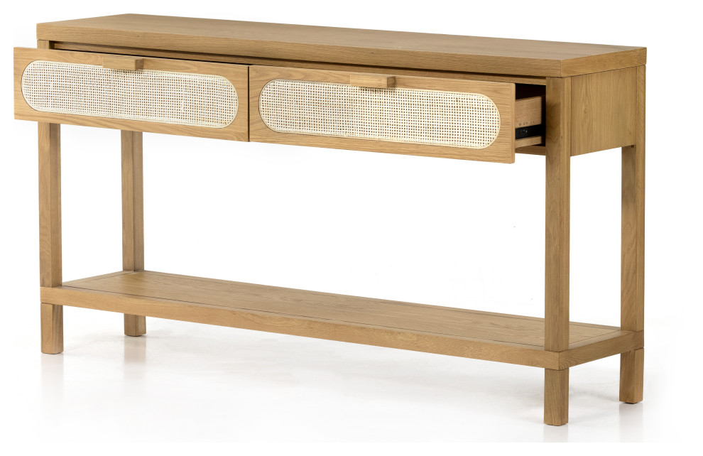 egra Console Table  Honey Oak Veneer   Tropical   Console Tables   by Four Hands  Houzz