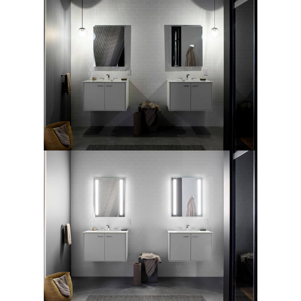 KOHLER 24 in. W x 33 in. H Rectangular Frameless Wall Mount LED Light Bathroom Vanity Mirror K-99571-TLC-NA