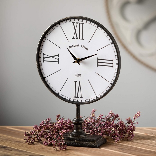 Black Antique Desk Clock Metal