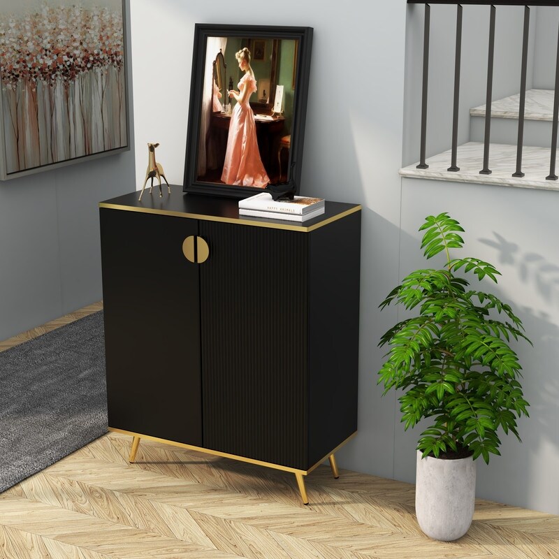 Side cabinet with door  black Sideboard storage cabinet