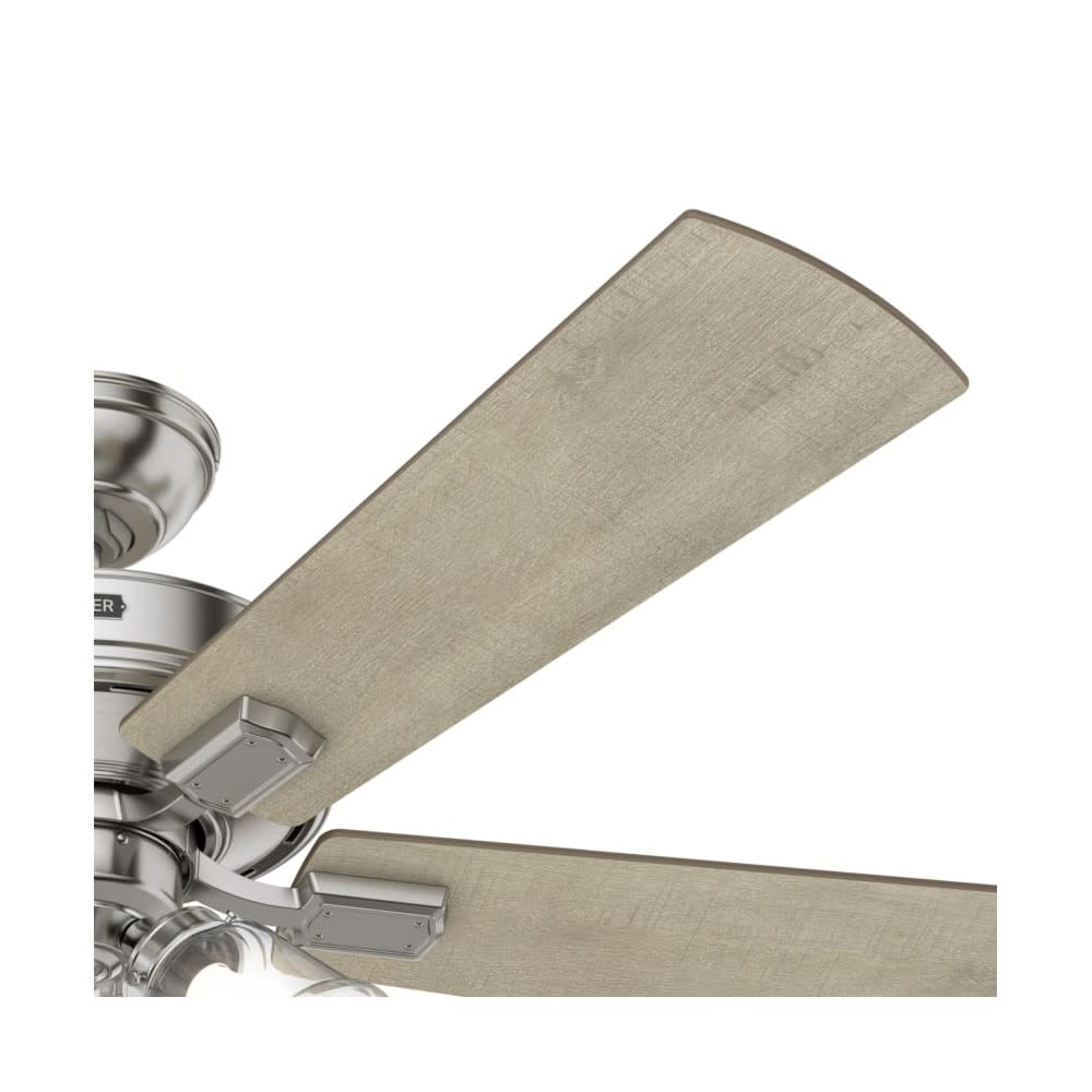 Hunter Crestfield Ceiling Fan 52 Nickel Bleached Grey Pine ;