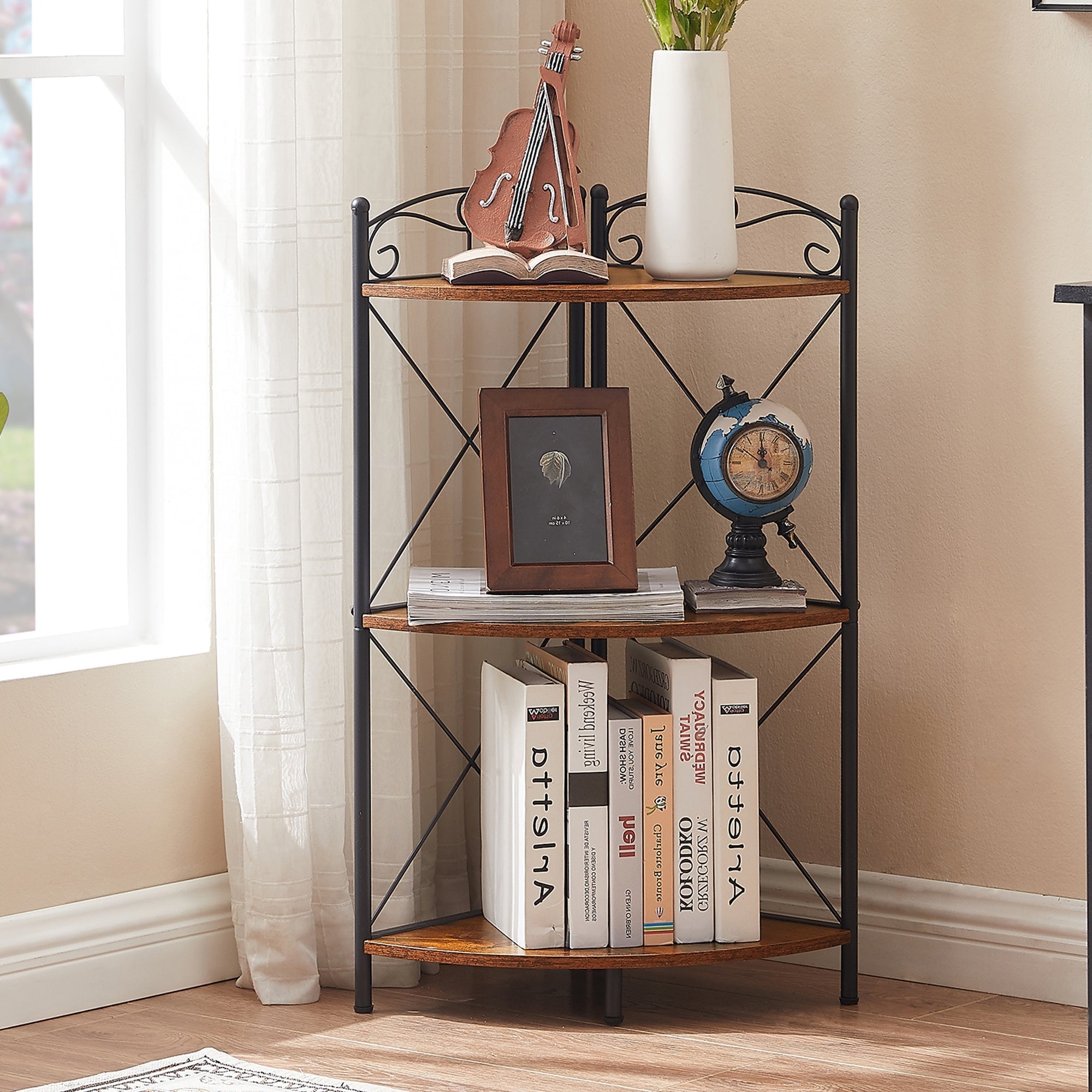 Taomika Mid Cectury Modern Side Table 3-tier Corner Bookshelf (1PCS/2PCS)