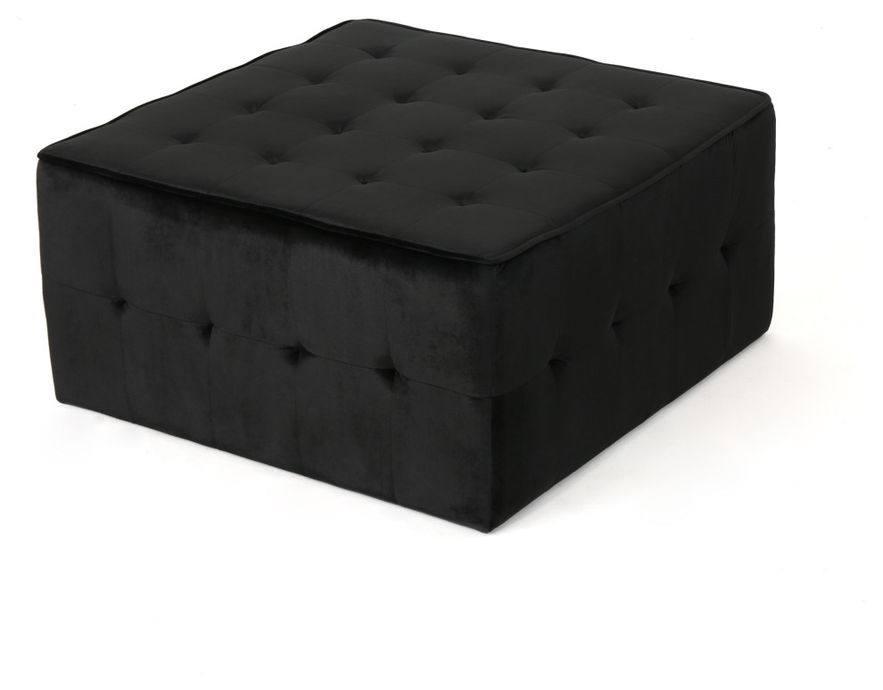 GDF Studio Justin Glam Tufted Velvet Ottoman   Transitional   Footstools And Ottomans   by GDFStudio  Houzz