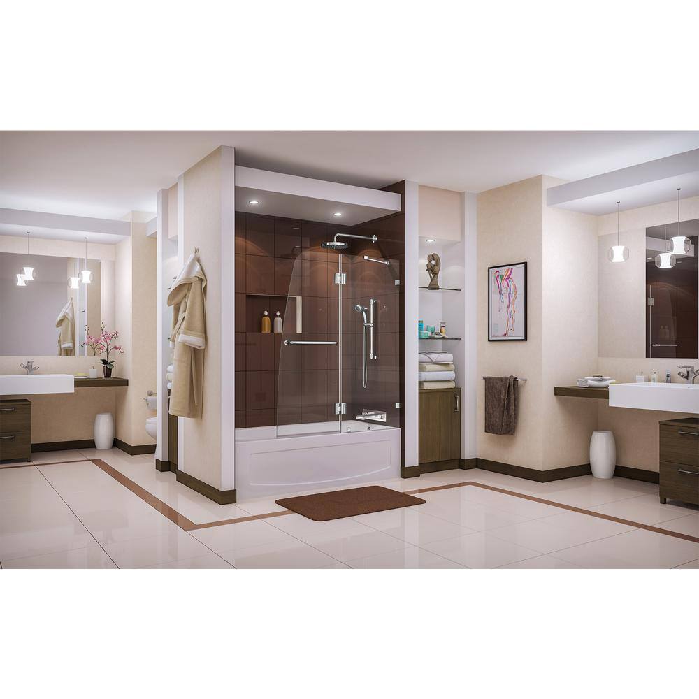 DreamLine Aqua Lux 48 in. x 58 in. Frameless Hinged Tub Door in Chrome SHDR-3348588-01