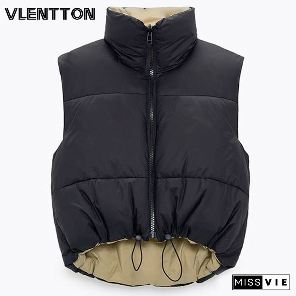 Autumn Winter Women Fashion Double-Sided Jacket Coat Vintage Black Warm Sleeveless Cotton Outwear Female Casual Short Tops