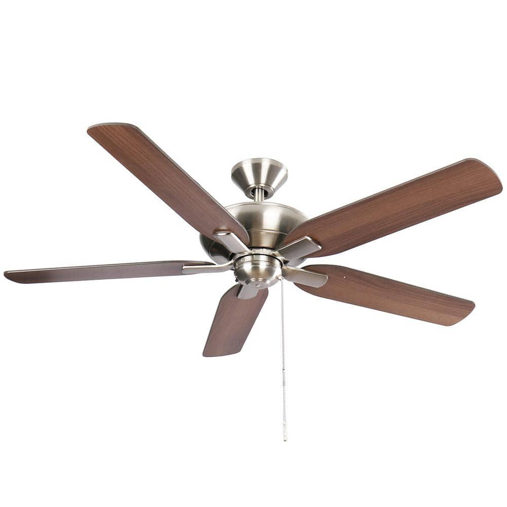 Hampton Bay Holly Springs 52 in LED Indoor Brushed Nickel Ceiling Fan with Light Kit