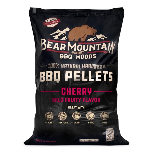 Bear Mountain Bbq Fk13 Premium All natural Hardwood Mild And Fruity Cherry Bbq Smoker Pellets For Outdoor Grilling 20 Pounds 2 Pack