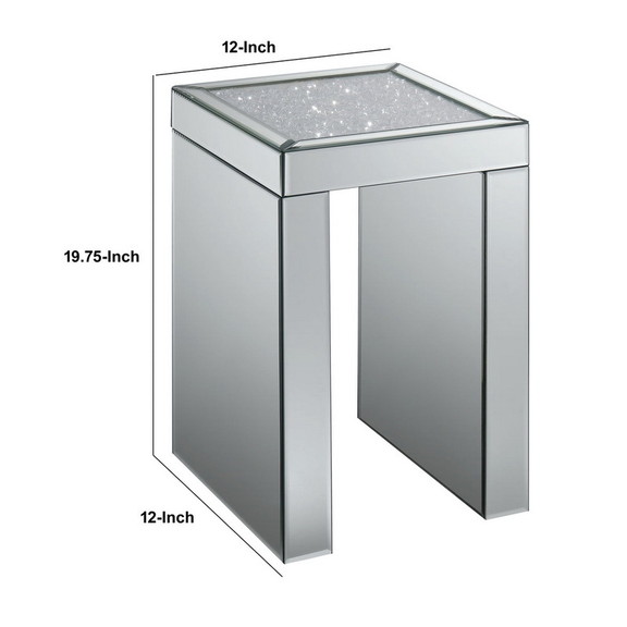 Benjara BM206517 Mirror Panelled Accent Table with...