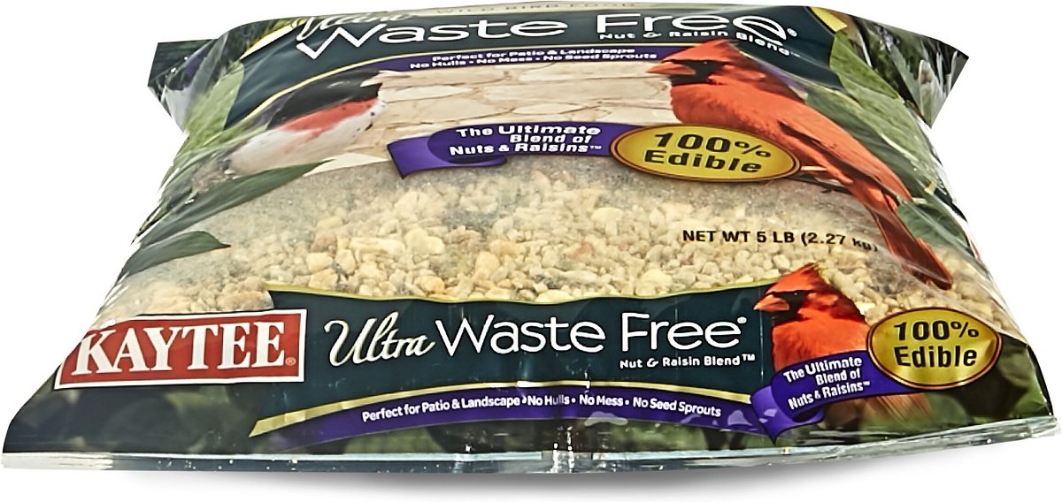 Kaytee Ultra Waste Free Nut and Raisin Blend Wild Bird Food， 5-lb bag