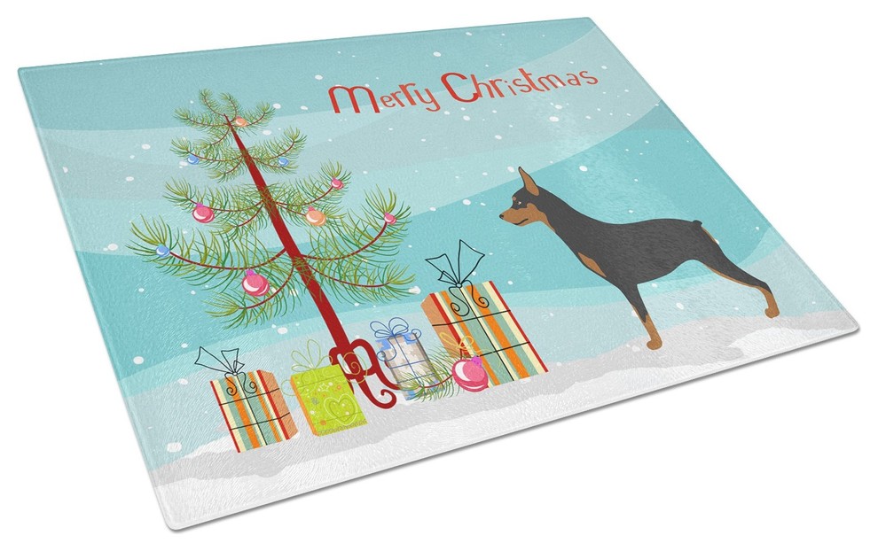 Miniature Pinscher Christmas Glass Cutting Board  Large   Contemporary   Cutting Boards   by the store  Houzz