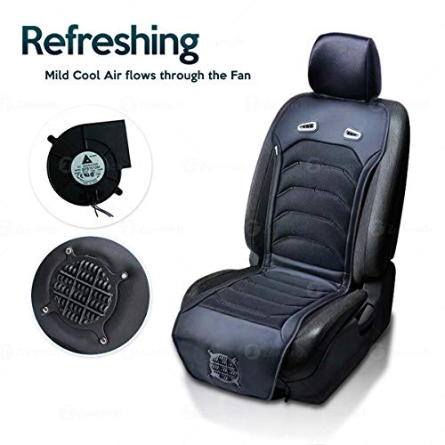 Zone Tech Cooling Car Seat Cushion - Classic Black 12V Automotive Comfortable Cooling Car Seat Cushion Perfect for Summer， Road Trips， and Many More