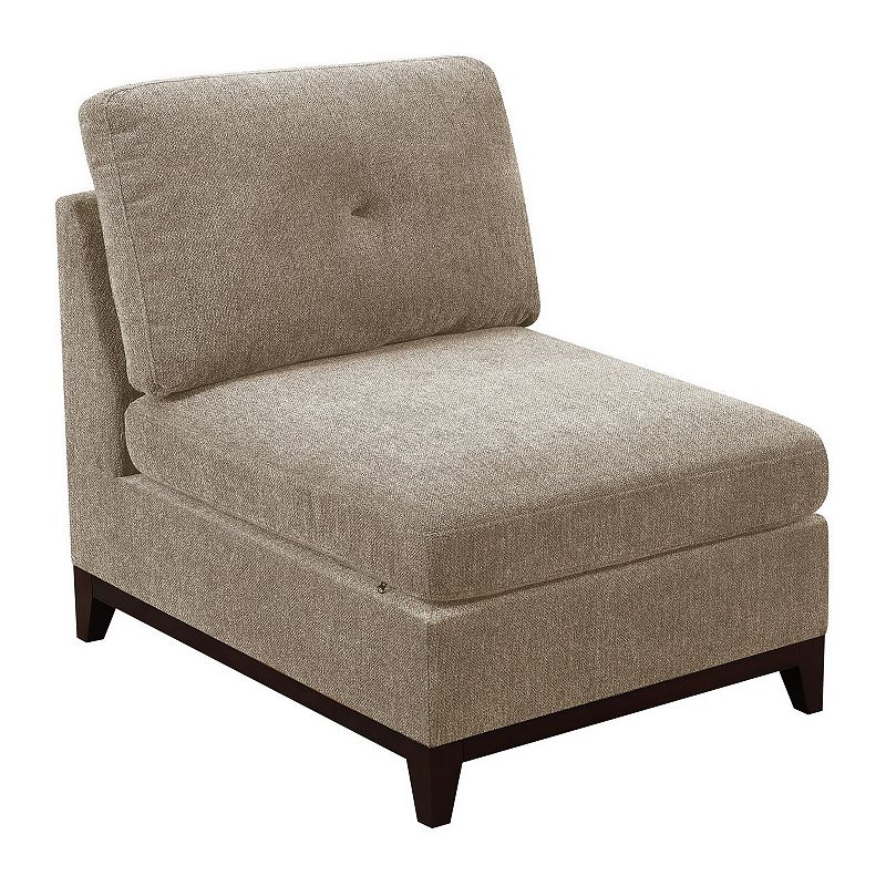 Fabric Armless Chair  with Tufted Back Pillow， Gray