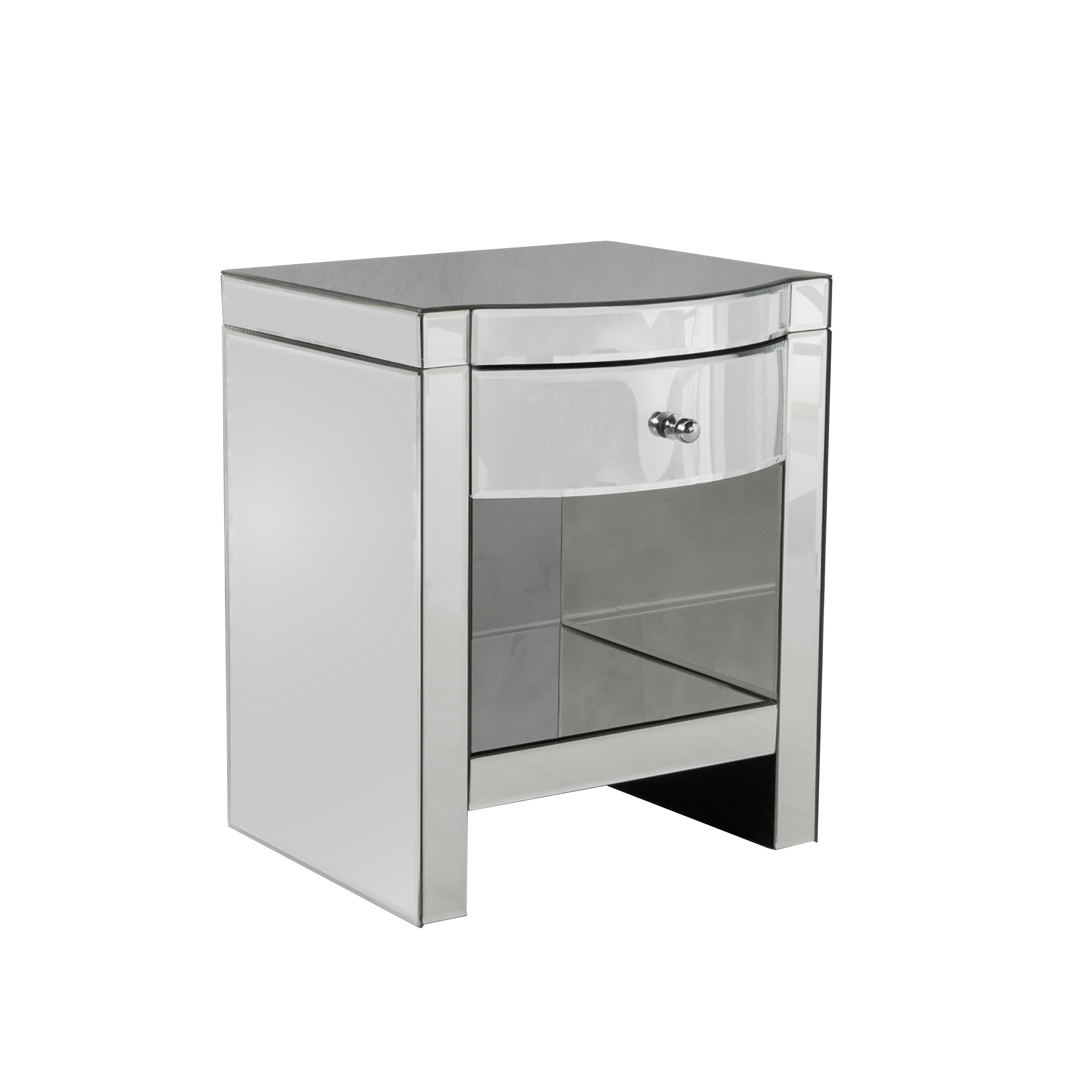 Jacinda Mirrored Single Drawer Nightstand