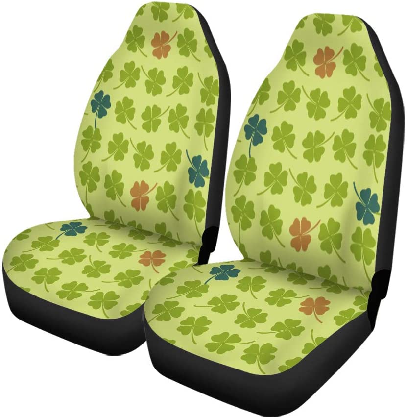 KXMDXA Set of 2 Car Seat Covers Green Carpet Four Leaf Clover Celebration Collection Endless Erin Universal Auto Front Seats Protector Fits for Car，SUV Sedan，Truck