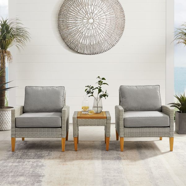 Capella 3Pc Outdoor Wicker Chair Set