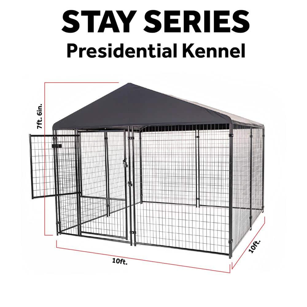 Lucky Dog STAY Series Presidential (Coverage Area - 0.0023 -Acres ) In-Ground Kennel (10 ft. x 10 ft. x 6 in. H) Steel Grey KPRM10-UR0310