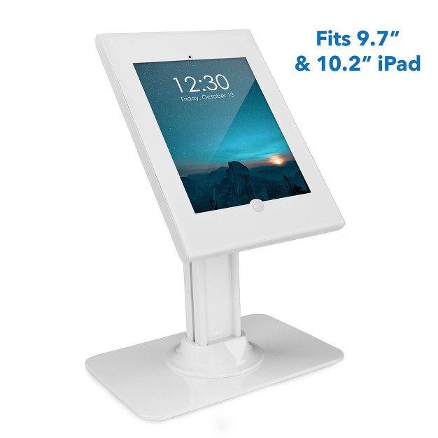 Mount it Anti theft Ipad 8 Kiosk Stand Secure Ipad 10 2 Retail Kiosk Locking Counter top Tablet Stand For 8th Generation Ipad 10 2 White