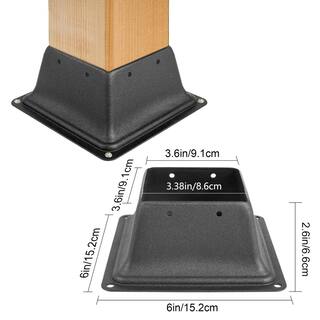 VEVOR 4 in. x 4 in. Deck Post Base Post Base Skirt Deck Post Skirt Black Powder-Coated Decking Post Base(20-Pieces) LJJDZMZDZHS20PCS1V0