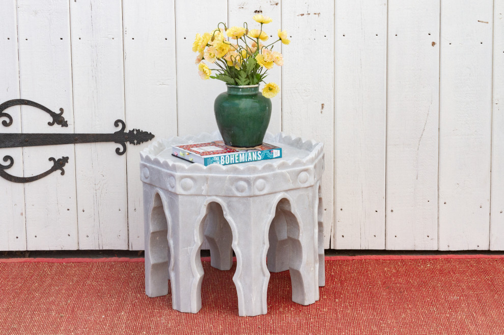 Carved Octagonal Mudejar Marble Table   Mediterranean   Side Tables And End Tables   by De cor  Houzz