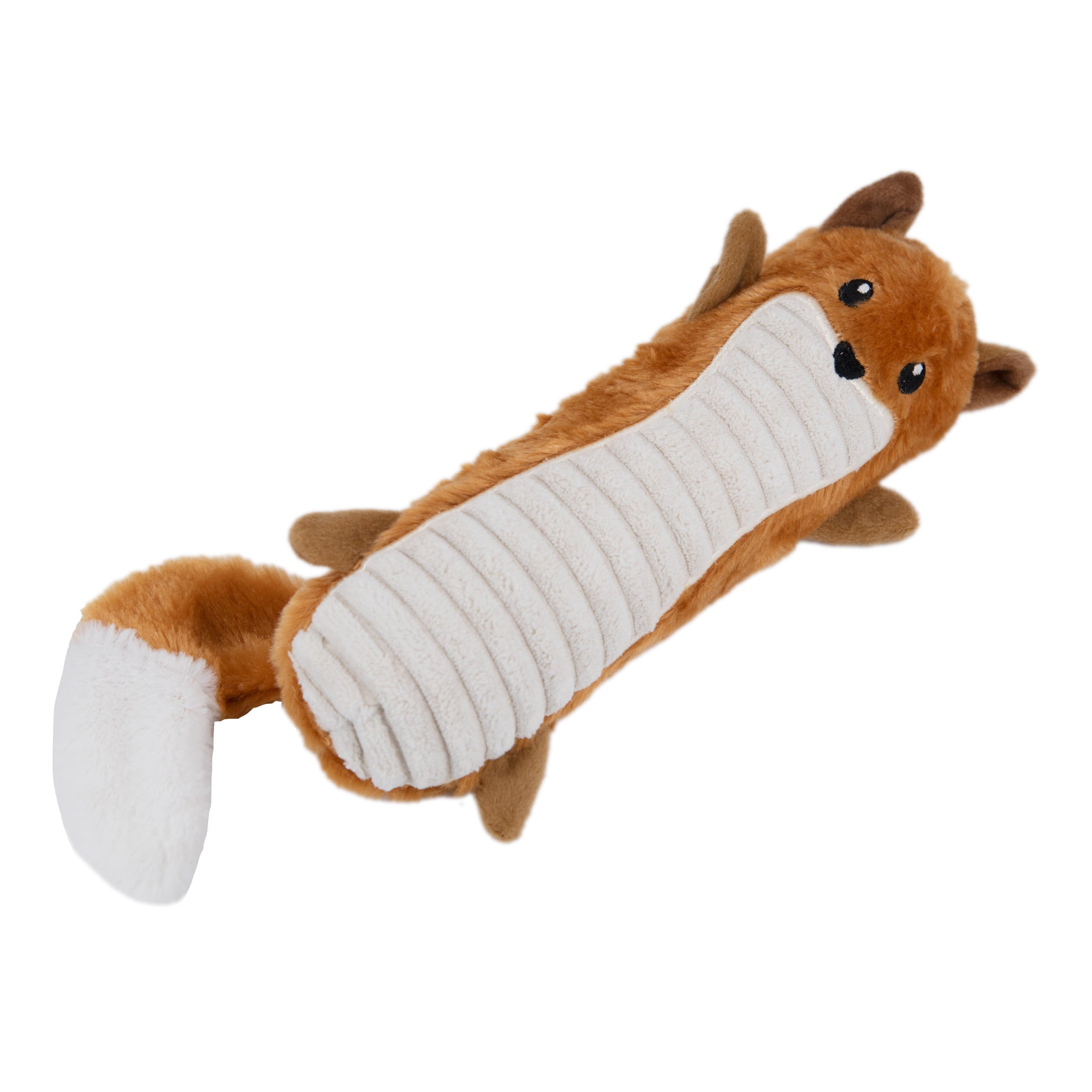 Petstages Stuffing-Free Big Squeak Fox Plush Dog Toy， Medium