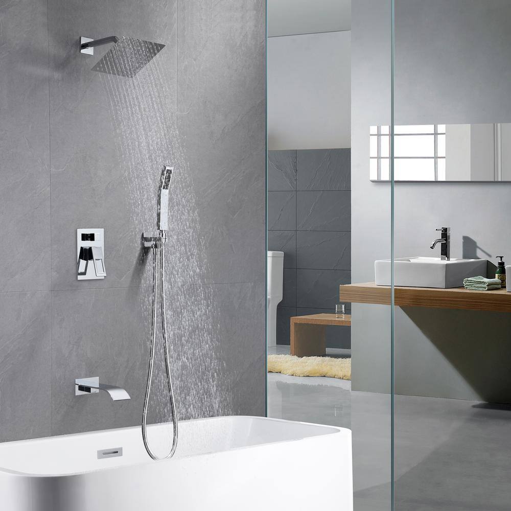 SUMERAIN Contemporary Single Handle 1-Spray Tub and Shower Faucet 5.5 GPM in Chrome (Valve Included) S3233CW-B-HD