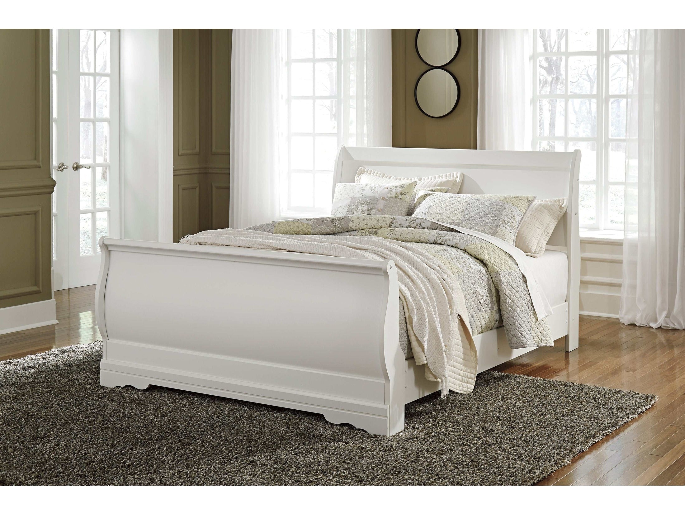 (Online Special Price) Anarasia White Queen Sleigh Bed