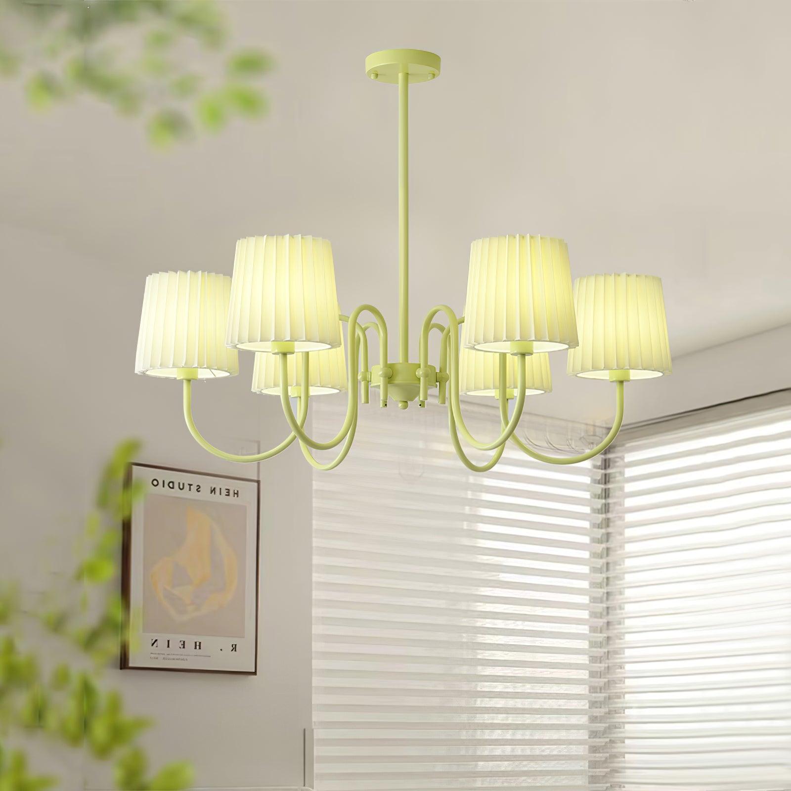 Pleated Fabric Matcha Chandelier